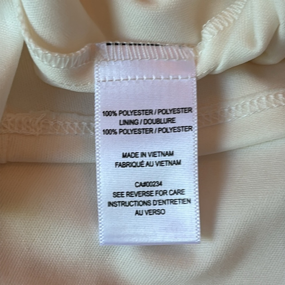 Gabby Skye Cream Dress tan Swiss dots elastic waist back closure size 12 flowy - Picture 8 of 16